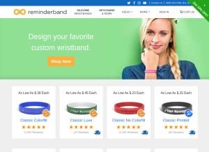 How reminderband.com looks like on a tablet such as an iPad.