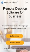How remoteutilities.com looks like on a mobile device such as an iPhone.