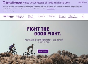 How renown.org looks like on a tablet such as an iPad.