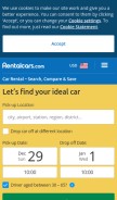 How rentalcars.com looks like on a mobile device such as an iPhone.