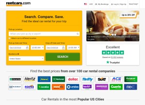How rentcars.com looks like on a tablet such as an iPad.