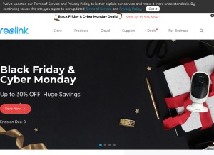 How reolink.com looks like on a tablet such as an iPad.