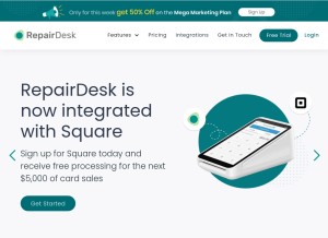 How repairdesk.co looks like on a tablet such as an iPad.