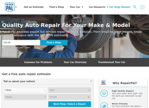 How repairpal.com looks like on a tablet such as an iPad.