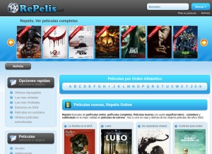 How repelis.net looks like on a tablet such as an iPad.