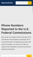 How reportedcalls.com looks like on a mobile device such as an iPhone.