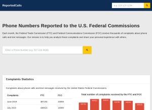How reportedcalls.com looks like on a tablet such as an iPad.