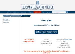 How reportfraud.la looks like on a tablet such as an iPad.