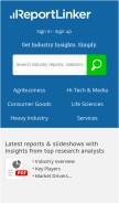 How reportlinker.com looks like on a mobile device such as an iPhone.