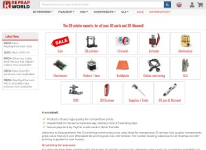 How reprapworld.co.uk looks like on a tablet such as an iPad.