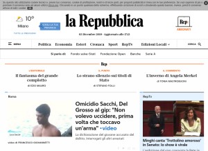 How repubblica.it looks like on a tablet such as an iPad.
