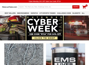 How rescuetees.com looks like on a tablet such as an iPad.