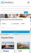 How resdiary.com looks like on a mobile device such as an iPhone.