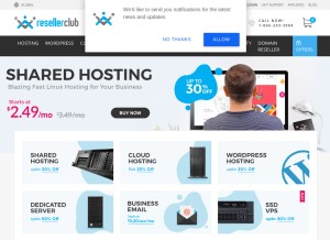 How resellerclub.com looks like on a tablet such as an iPad.