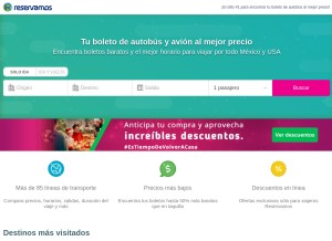 How reservamos.mx looks like on a tablet such as an iPad.