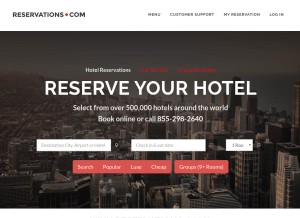 How reservations.com looks like on a tablet such as an iPad.