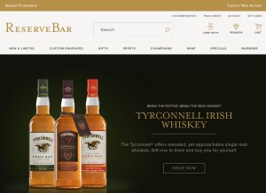 How reservebar.com looks like on a tablet such as an iPad.