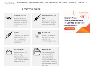 How resistorguide.com looks like on a tablet such as an iPad.