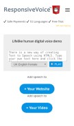 How responsivevoice.org looks like on a mobile device such as an iPhone.