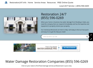 How restoration247.info looks like on a tablet such as an iPad.