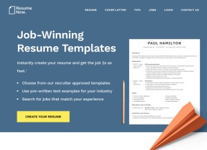 How resume-now.com looks like on a tablet such as an iPad.