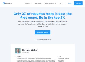How resume.io looks like on a tablet such as an iPad.