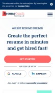 How resumecoach.com looks like on a mobile device such as an iPhone.