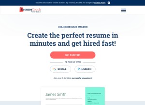 How resumecoach.com looks like on a tablet such as an iPad.