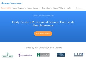 How resumecompanion.com looks like on a tablet such as an iPad.