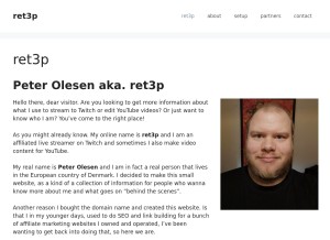 How ret3p.com looks like on a tablet such as an iPad.