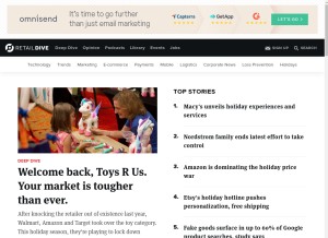 How retaildive.com looks like on a tablet such as an iPad.