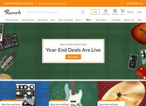 How reverb.com looks like on a tablet such as an iPad.
