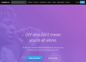 How reverbnation.com looks like on a tablet such as an iPad.