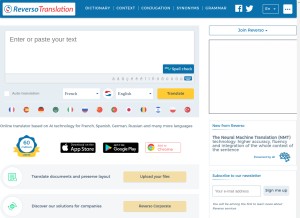 How reverso.net looks like on a tablet such as an iPad.