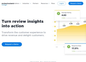 How reviewtrackers.com looks like on a tablet such as an iPad.