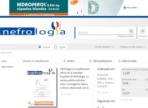 How revistanefrologia.com looks like on a tablet such as an iPad.