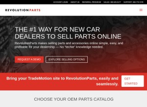 How revolutionparts.com looks like on a tablet such as an iPad.