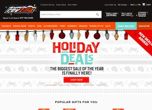 How revzilla.com looks like on a tablet such as an iPad.