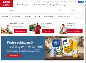How rewe.de looks like on a tablet such as an iPad.
