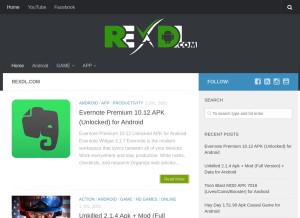 How rexdl.com looks like on a tablet such as an iPad.