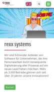 How rexx-systems.com looks like on a mobile device such as an iPhone.