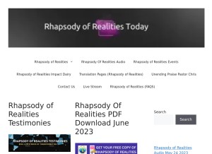 How rhapsodytoday.com looks like on a tablet such as an iPad.