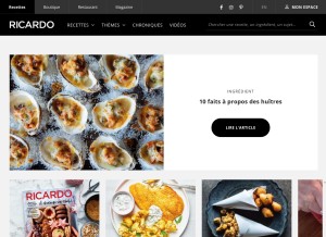 How ricardocuisine.com looks like on a tablet such as an iPad.