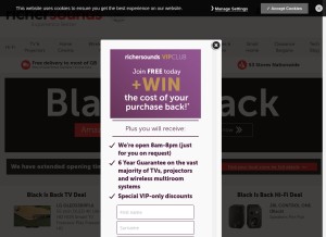 How richersounds.com looks like on a tablet such as an iPad.