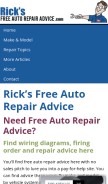 How ricksfreeautorepairadvice.com looks like on a mobile device such as an iPhone.