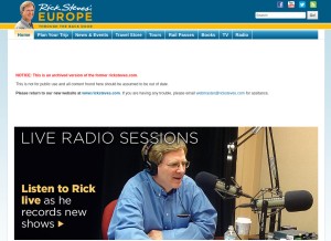 How ricksteves.com looks like on a tablet such as an iPad.