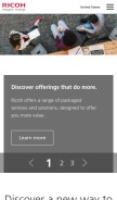 How ricoh.com looks like on a mobile device such as an iPhone.
