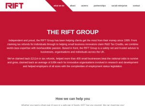 How riftgroup.com looks like on a tablet such as an iPad.