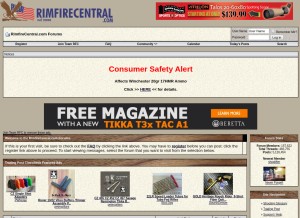 How rimfirecentral.com looks like on a tablet such as an iPad.