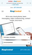 How ringcentral.com looks like on a mobile device such as an iPhone.